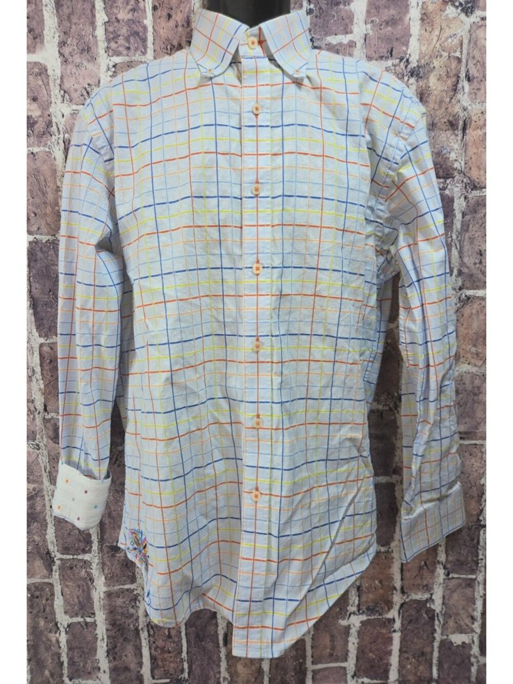 Robert Graham Mens Large Multicolor Check Button-Down Shirt